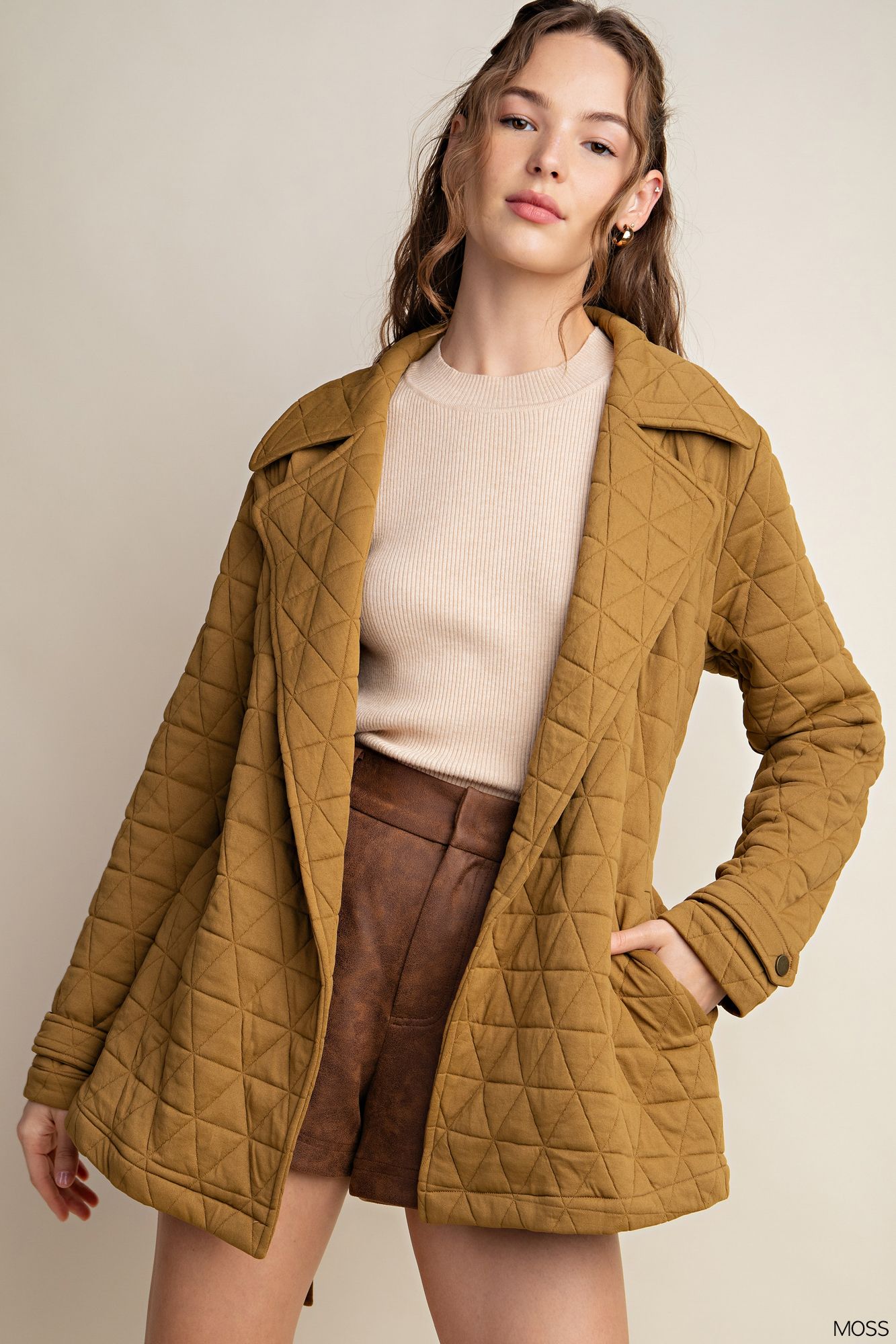 Diamond Quilted Jacket (Camel)