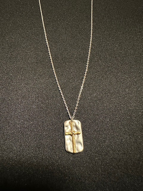 Matthew Cross Necklace (White Gold)