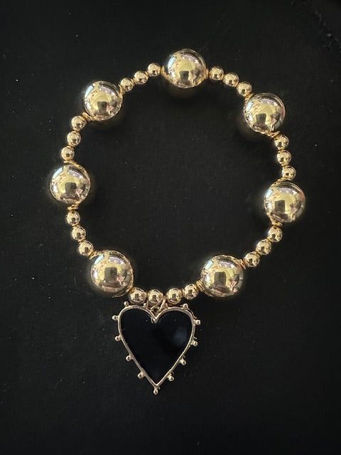 Valentina Love Heart Bracelet - Black - Delta Swanky Girl