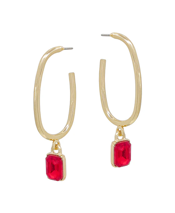 Kenzie Gemstone Hoop Earring - Ruby