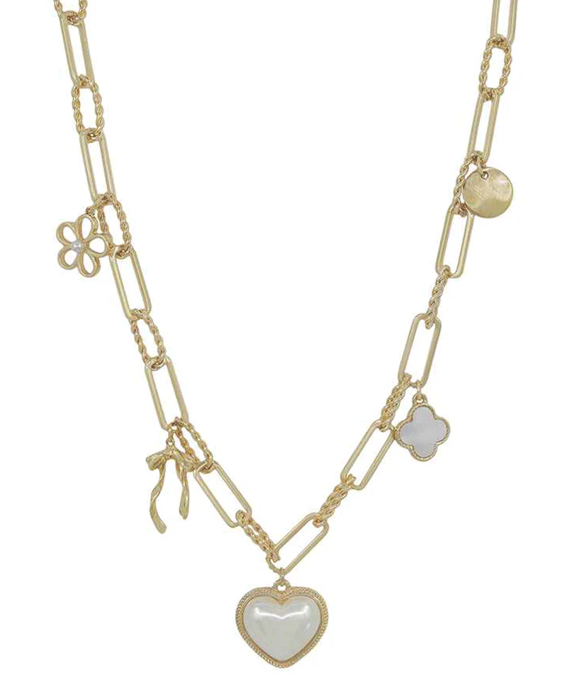 Love Story Charm Necklace - Gold