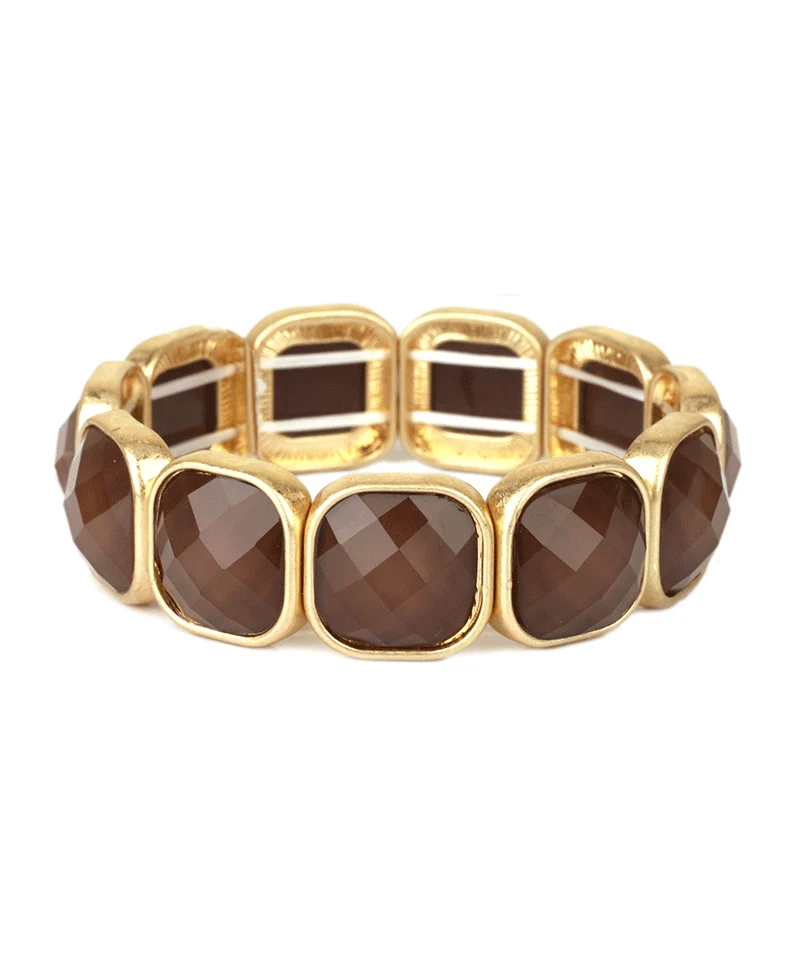 Swara Faceted Gemstone Frame Bracelet - Zircon
