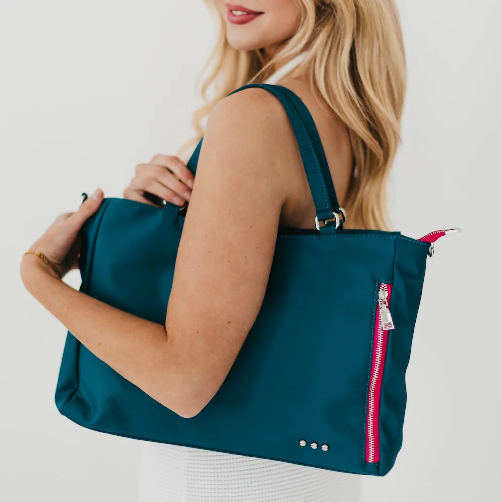 Nelson Nylon Tote Bag - Teal - Delta Swanky Girl