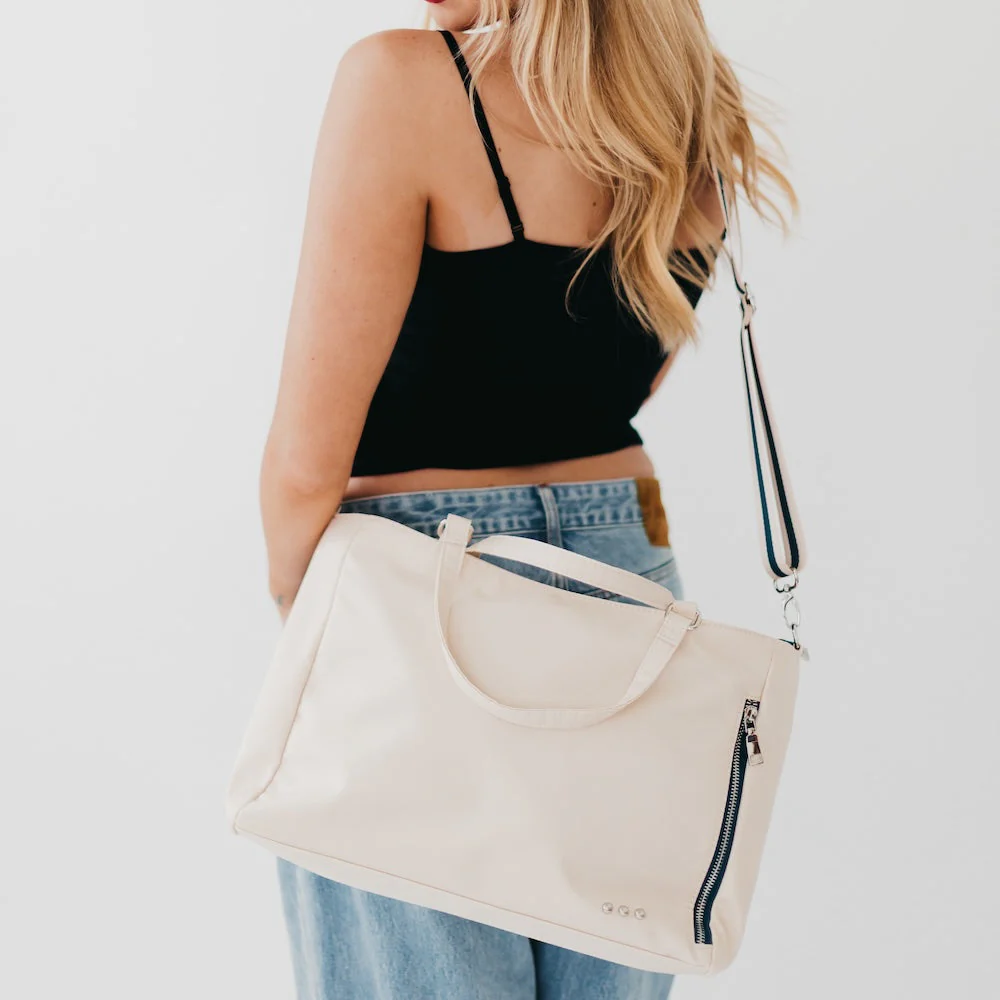 Nelson Nylon Tote Bag - Cream - Delta Swanky Girl