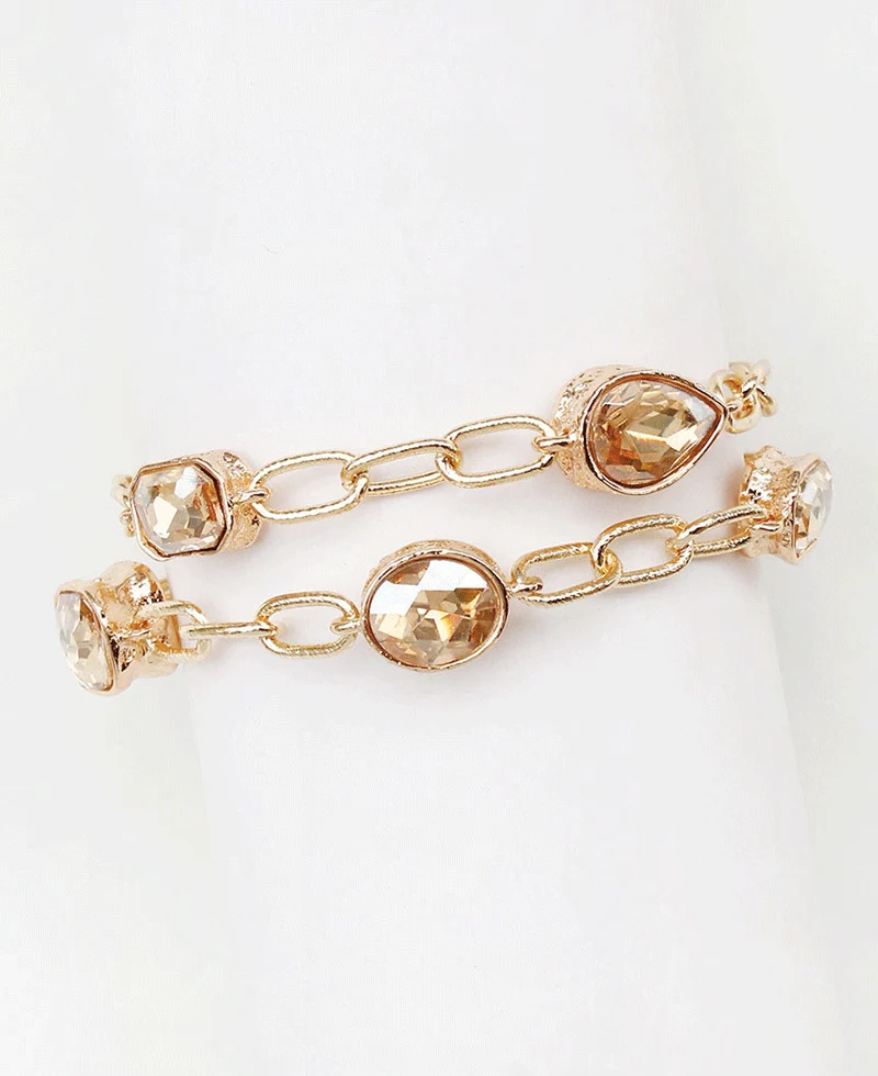 Goldie Faceted Stone Layered Bracelet - Morganite