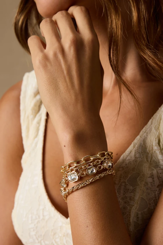 Shimmer Gold Rhinestone Layered Bracelet