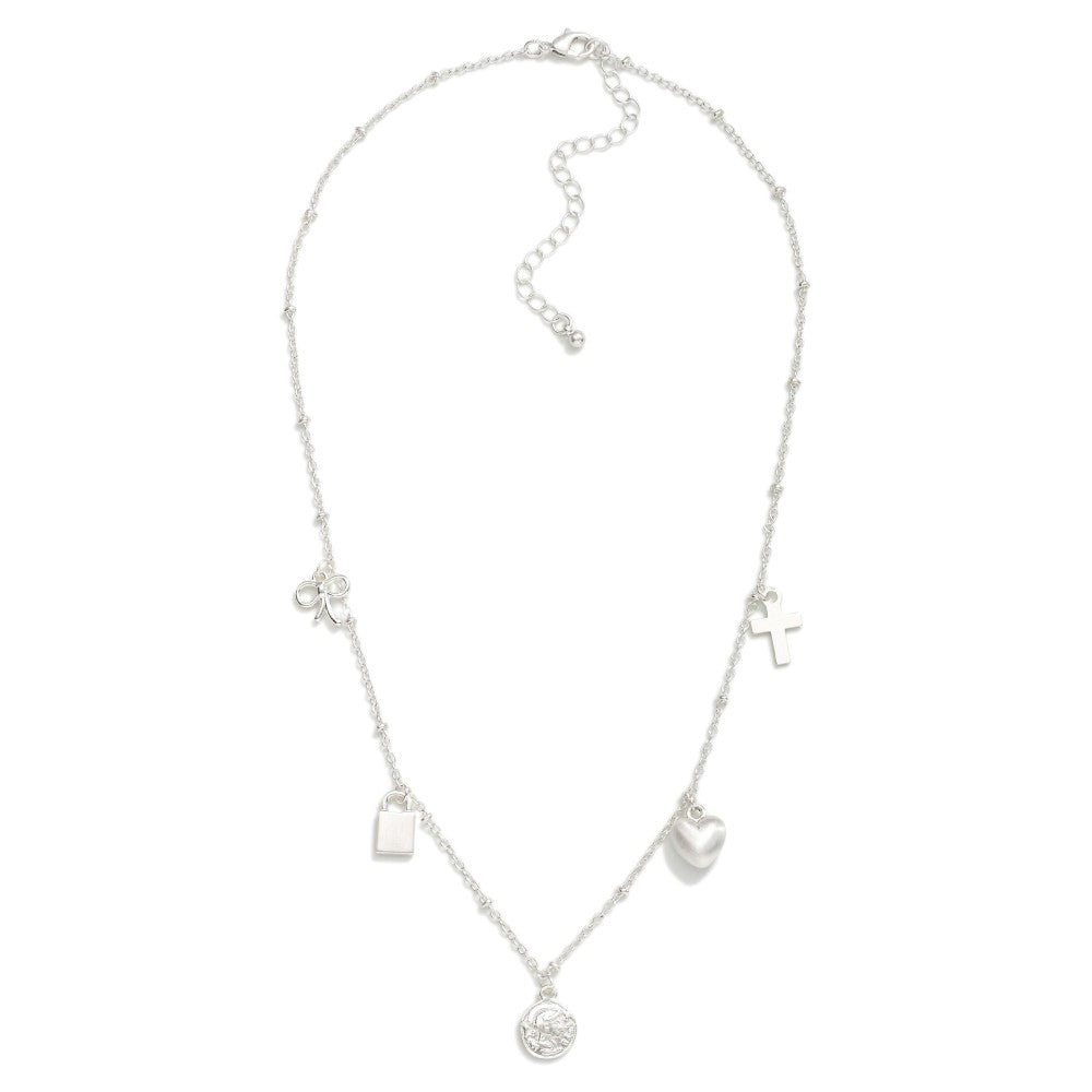 Key To My Heart Charm Necklace - Silver