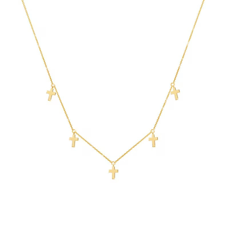 Walk By Faith Cross Charm Necklace - Gold