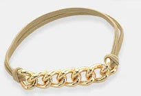 Bling Hair Tie Bracelet (Gold - Curb Chain)