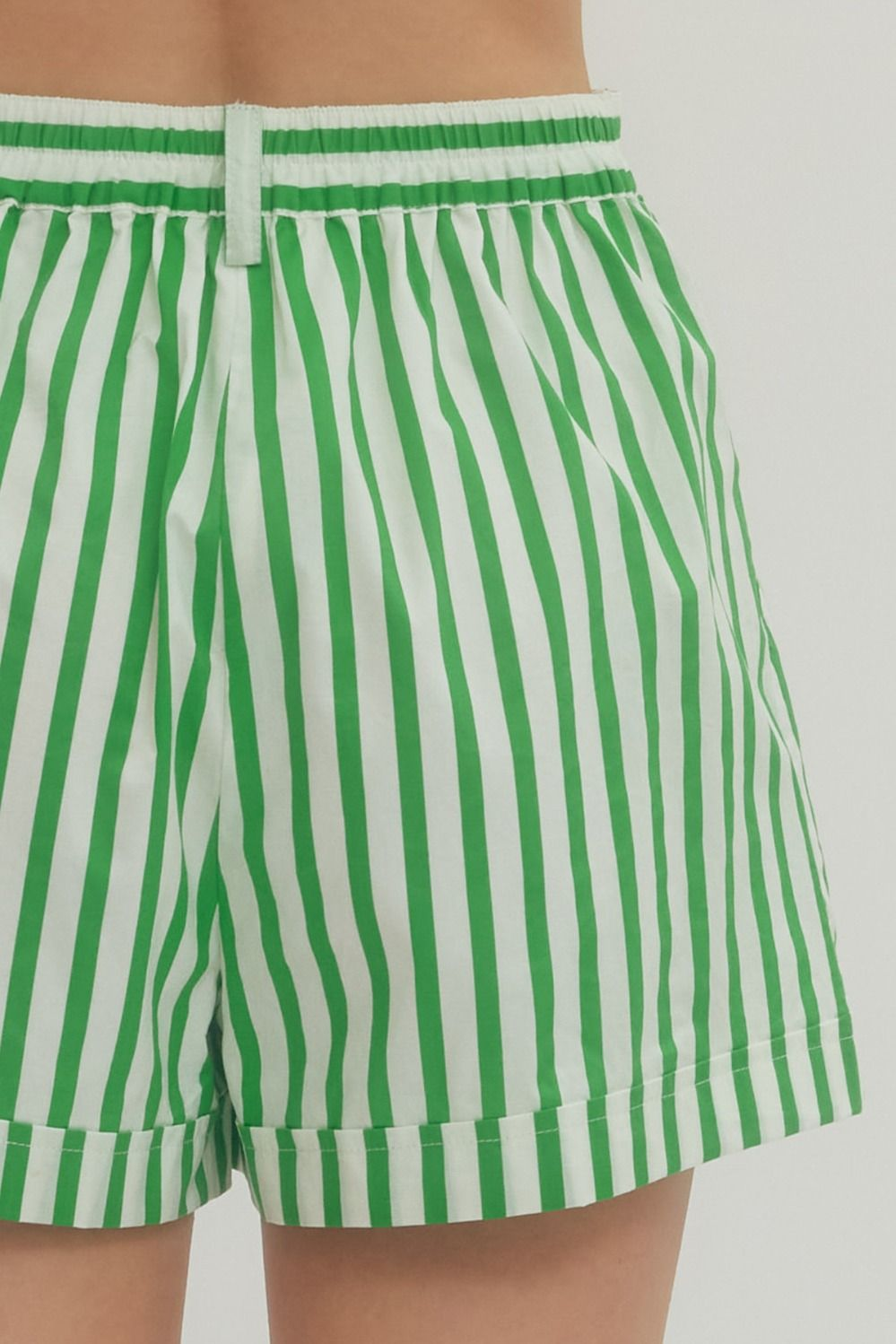 Theo Wide Stripe Shorts - Green - Delta Swanky Girl