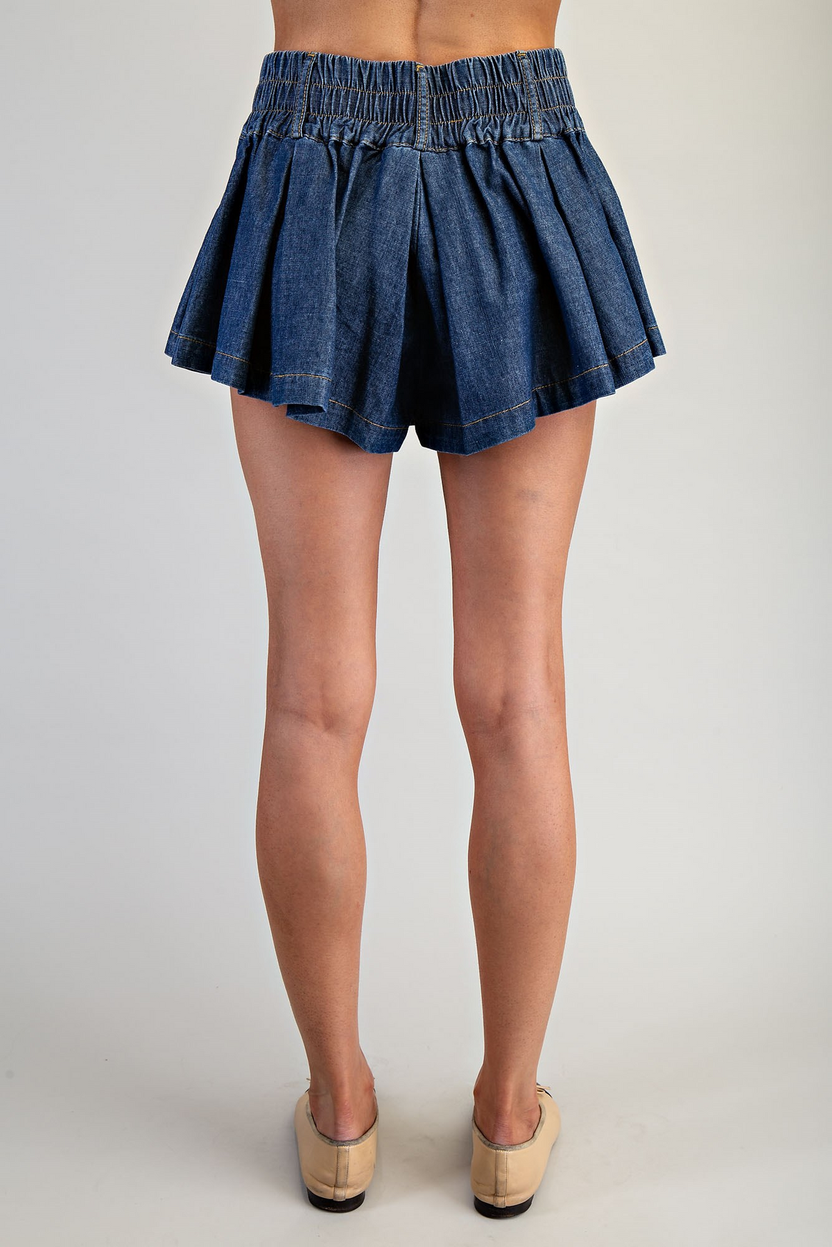 Vintage Denim Pleated Shorts - Delta Swanky Girl