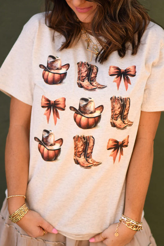 Pumpkins Boots & Bows Graphic Tee