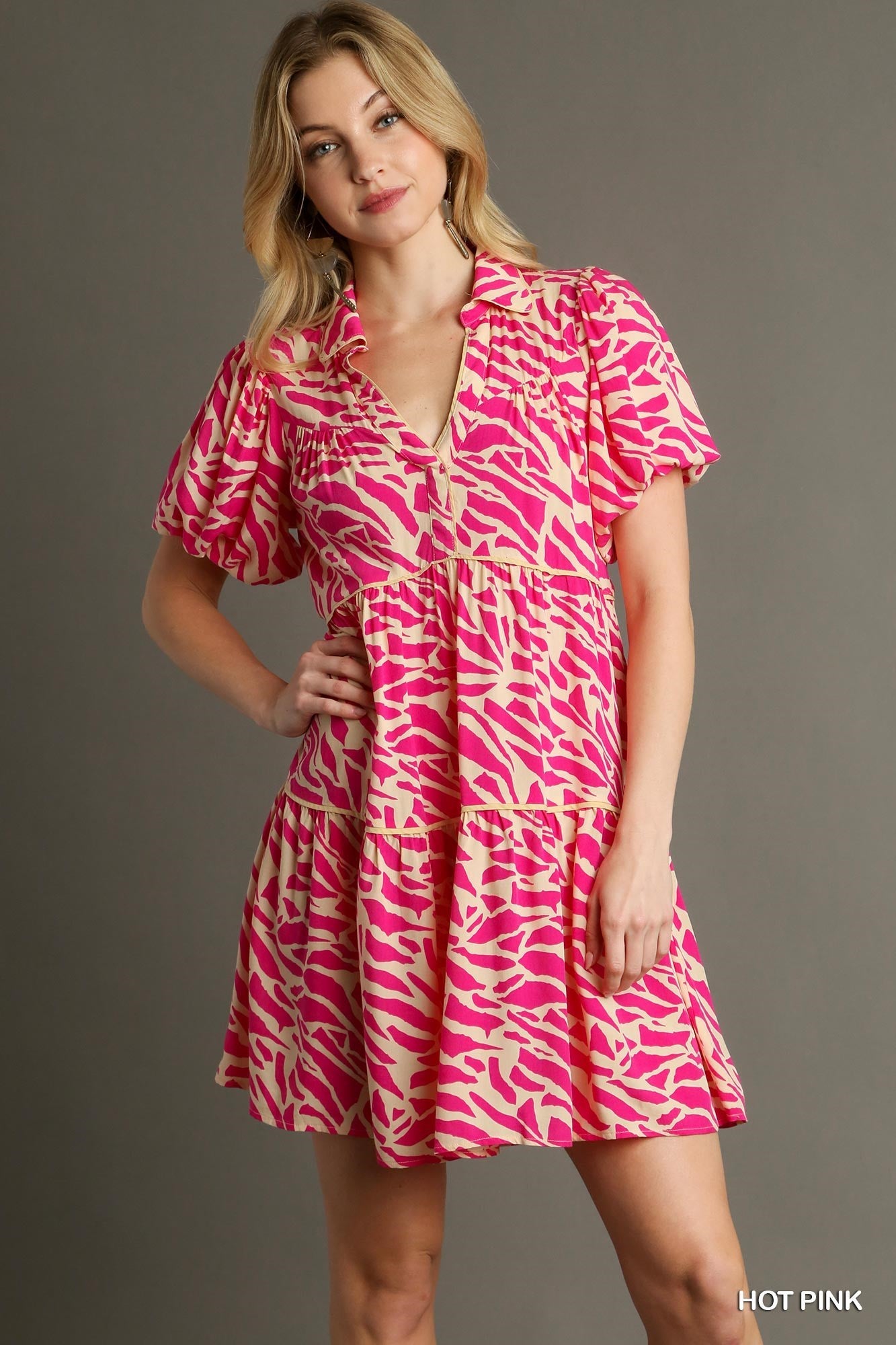 Feeling The Sun Animal Print Dress (Hot Pink)