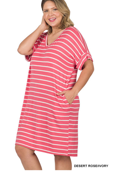 Curvy Weekender Dress (Desert Rose/Ivory)