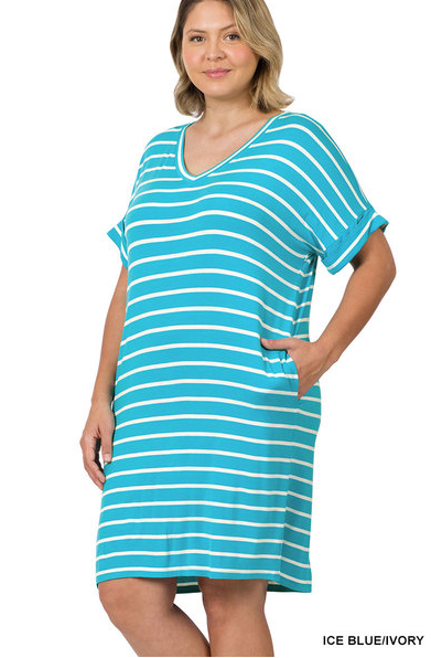 Curvy Weekender Dress (Ice Blue/Ivory)