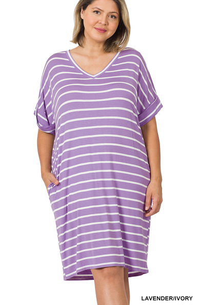 Curvy Weekender Dress (Lavender/Ivory)