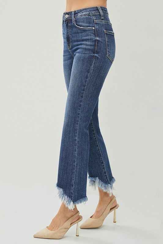 Curvy Cropped To Perfection Raw Hem Jean (Dark)