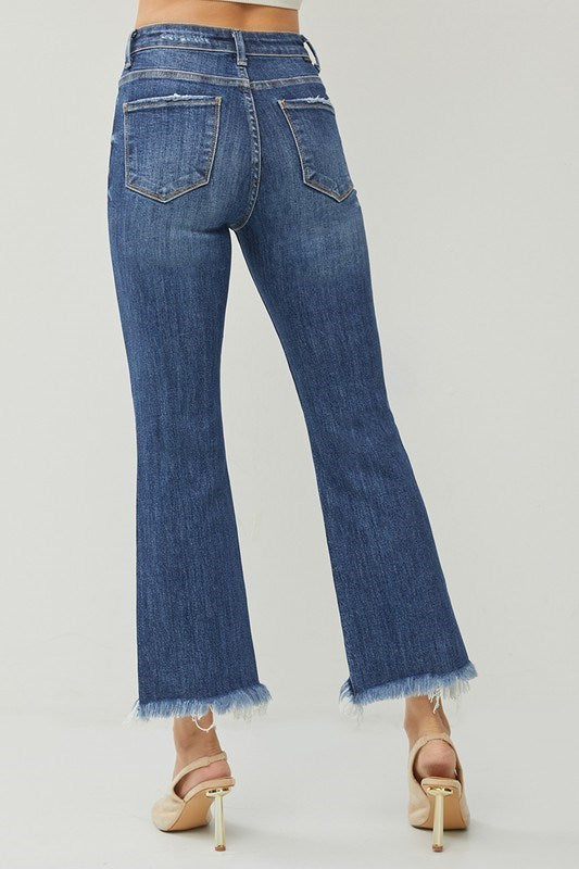 Curvy Cropped To Perfection Raw Hem Jean (Dark)
