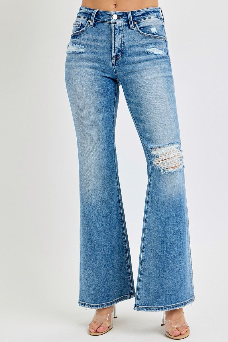 Timeless Charm Tummy Control Flare Jean - Medium Wash - Delta Swanky Girl