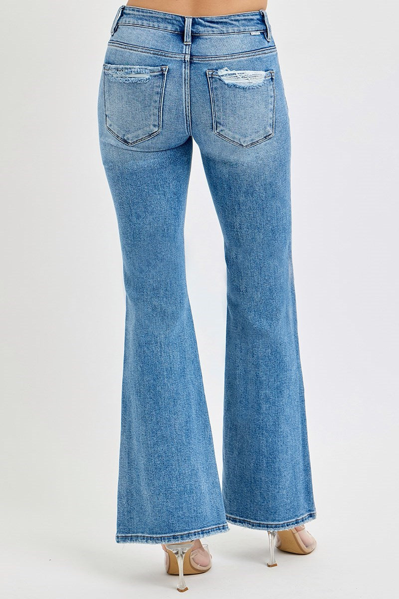 Timeless Charm Tummy Control Flare Jean - Medium Wash - Delta Swanky Girl
