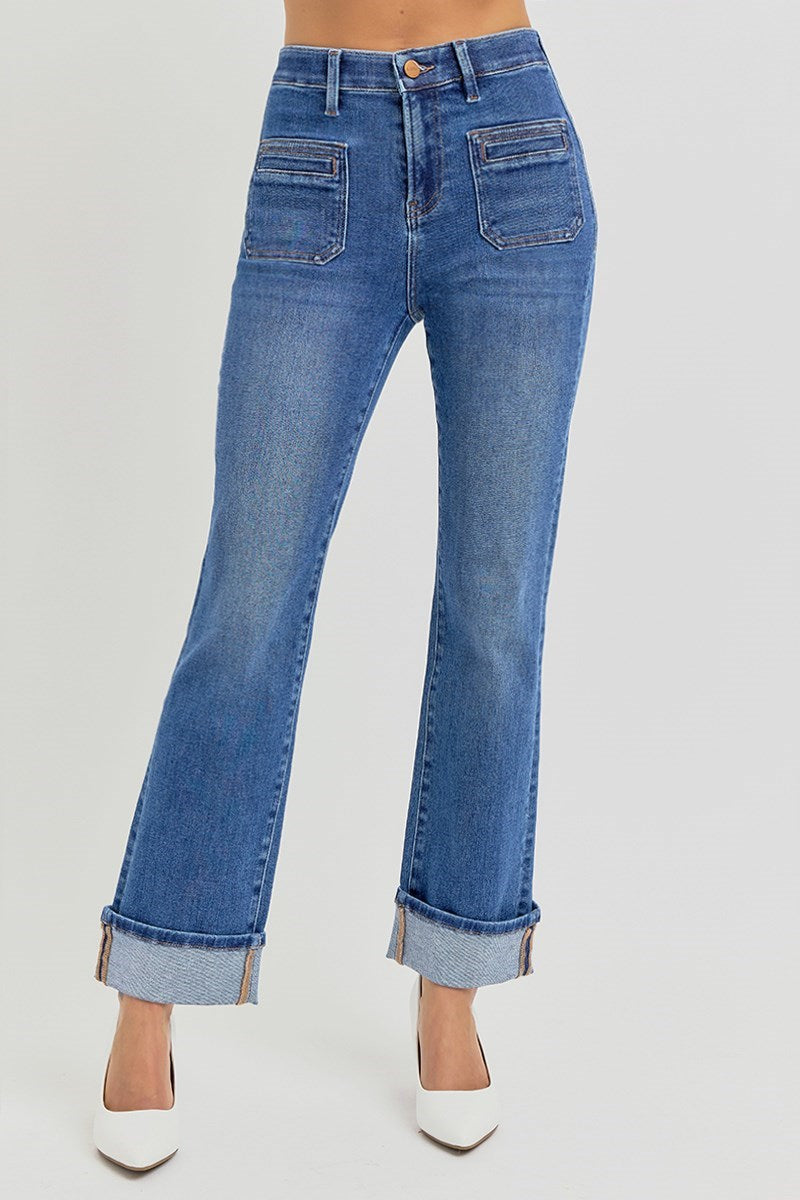 Willow Jade Elastic Band Straight Jean - Medium Wash - Delta Swanky Girl