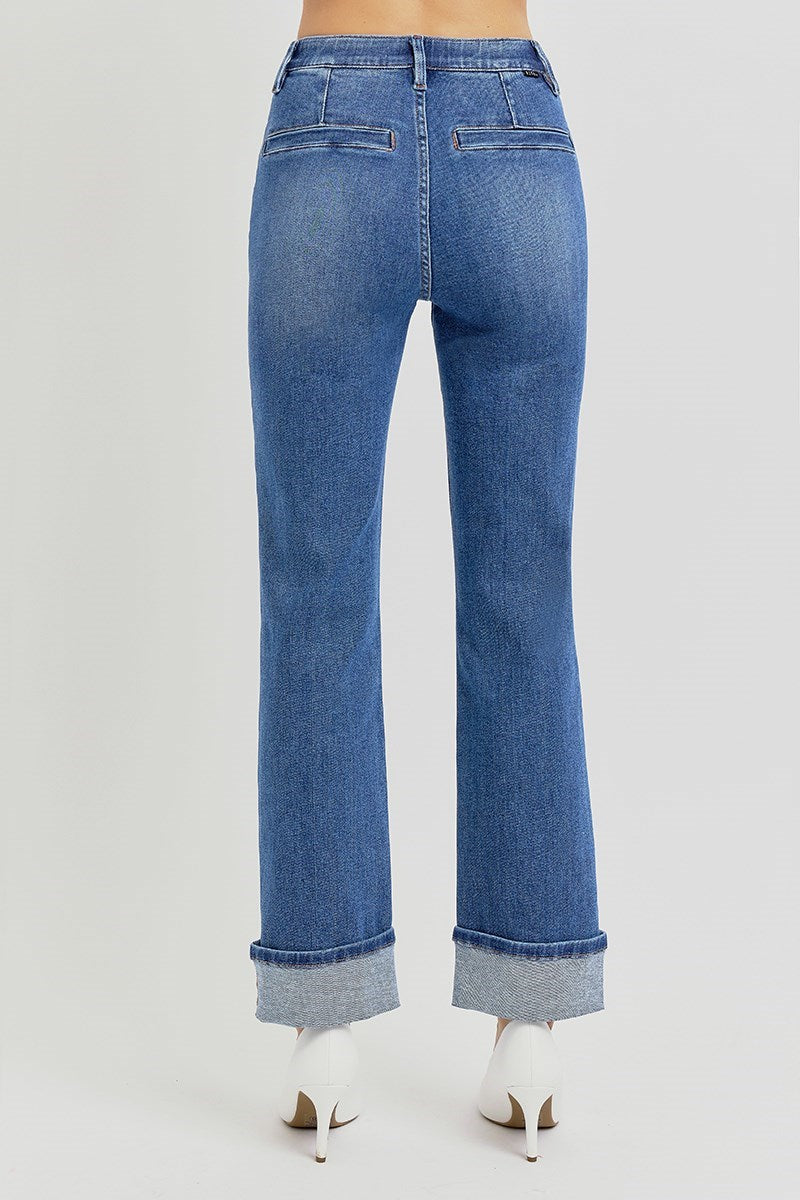Willow Jade Elastic Band Straight Jean - Medium Wash - Delta Swanky Girl