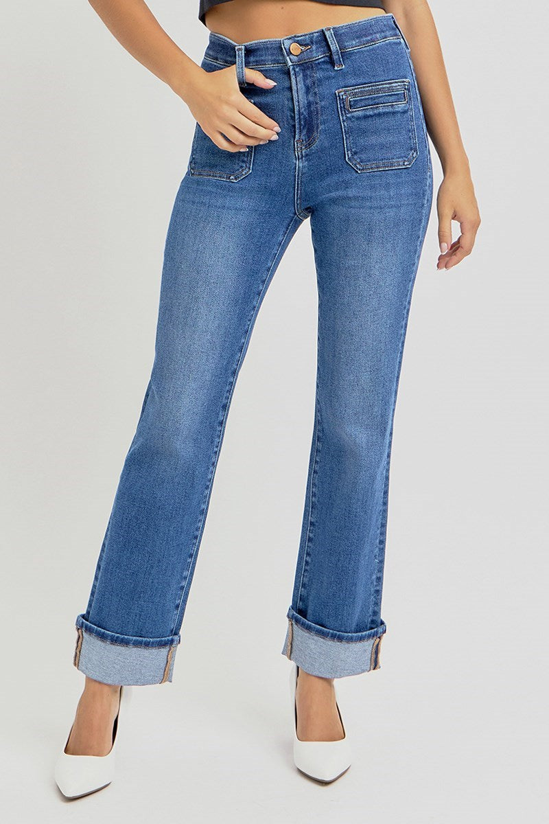 Willow Jade Elastic Band Straight Jean - Medium Wash - Delta Swanky Girl