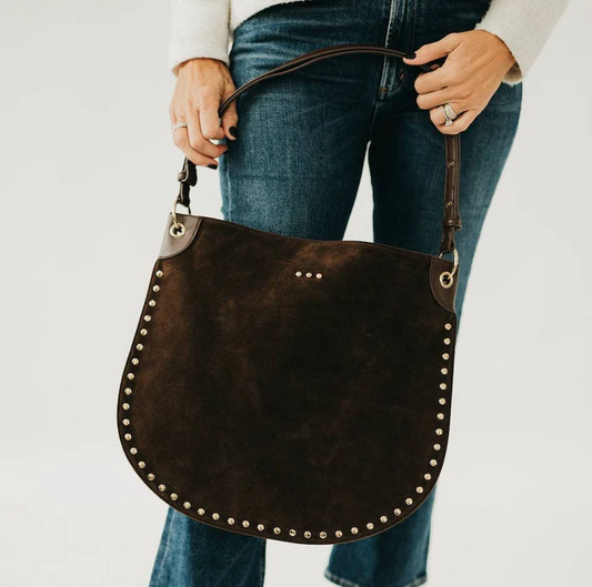 Hendrix Suede Hobo Bag - Chocolate - Delta Swanky Girl