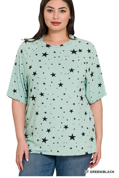 Curvy Starstruck Raglan Tee (Mint)