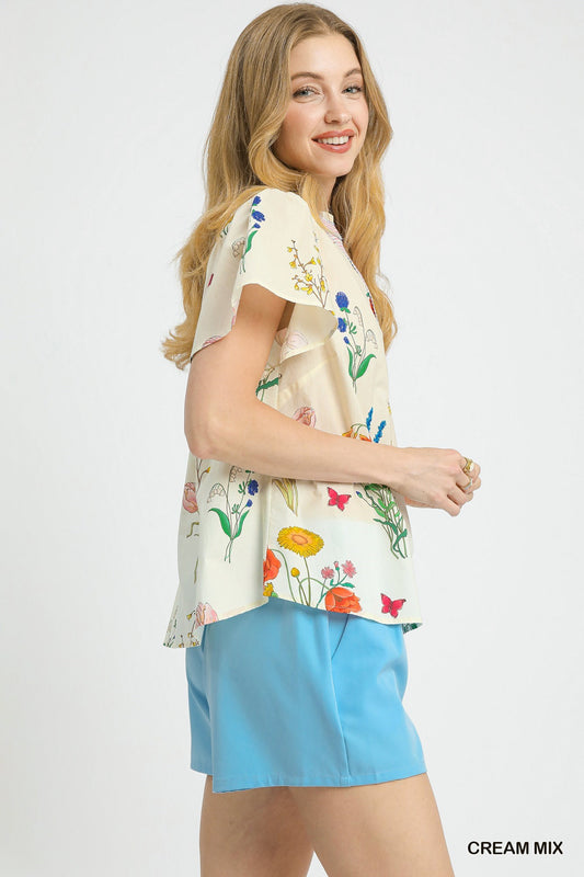 Sedona Floral Top - Cream