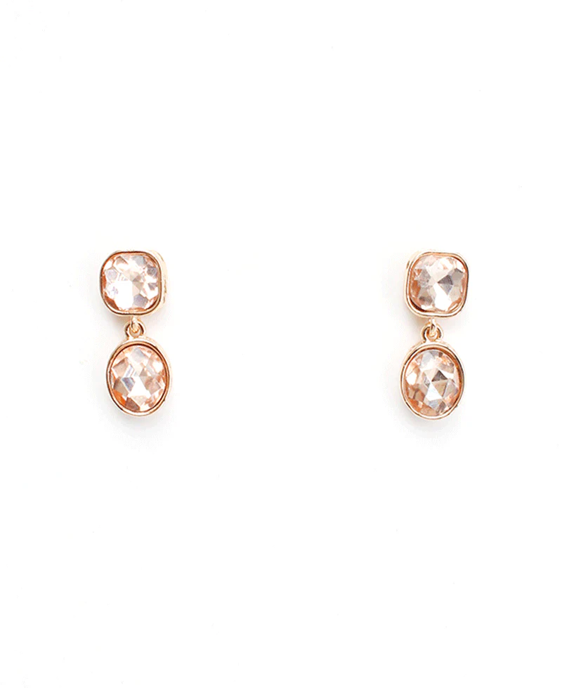Elena Hammered Crystal Drop Earring - Morganite