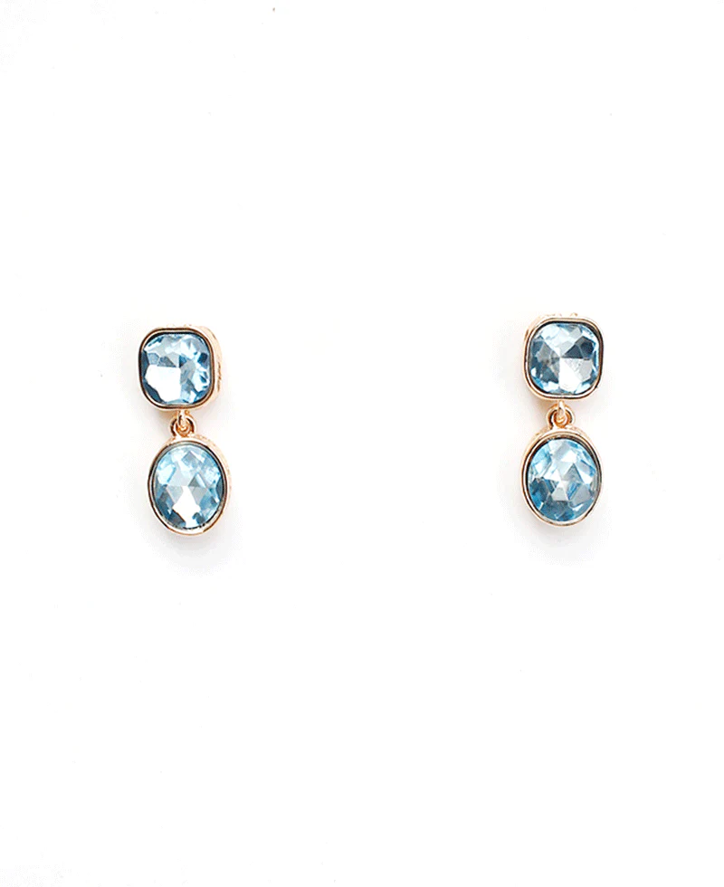 Elena Hammered Crystal Drop Earring - Sapphire
