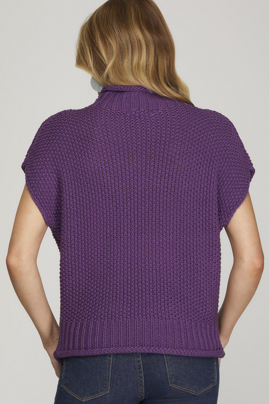 On The Field Mock Neck Sweater - Purple