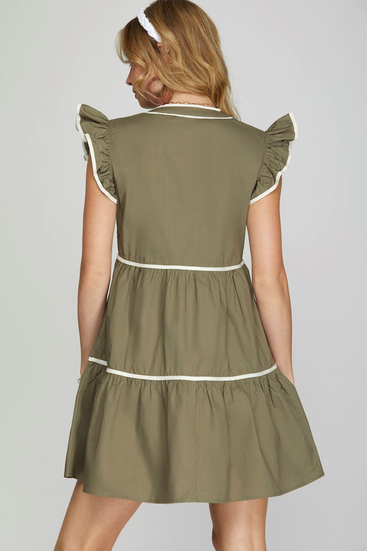 Sweet Caroline Tiered Dress (Olive)