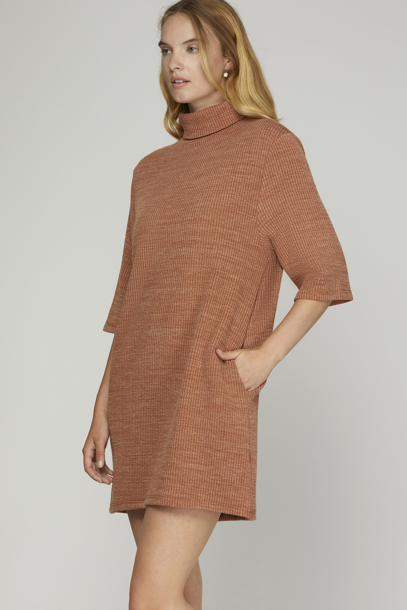 Rita Ribbed Knit Dress - Cinnamon
