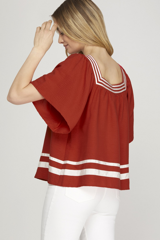 Get Loud Square Neck Top - Red