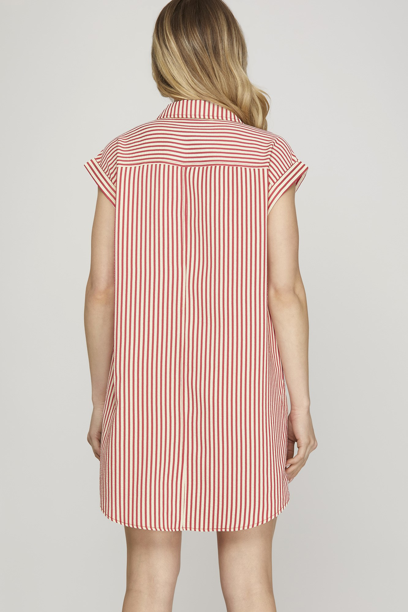 Carter Stripe Shirt Dress - Red