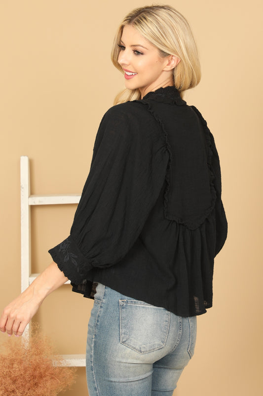 Ivy Jane Embroidered Top (Black)