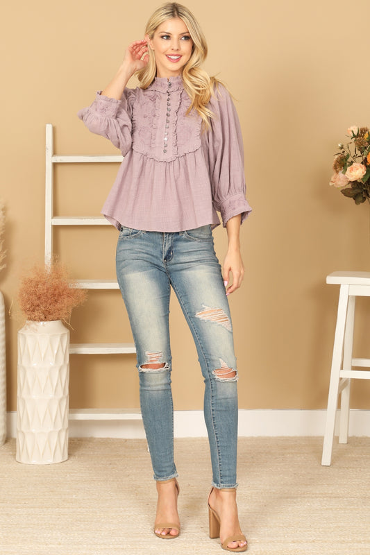 Ivy Jane Embroidered Top (Lilac)