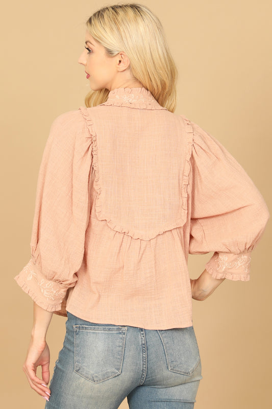 Ivy Jane Embroidered Top (Peach)