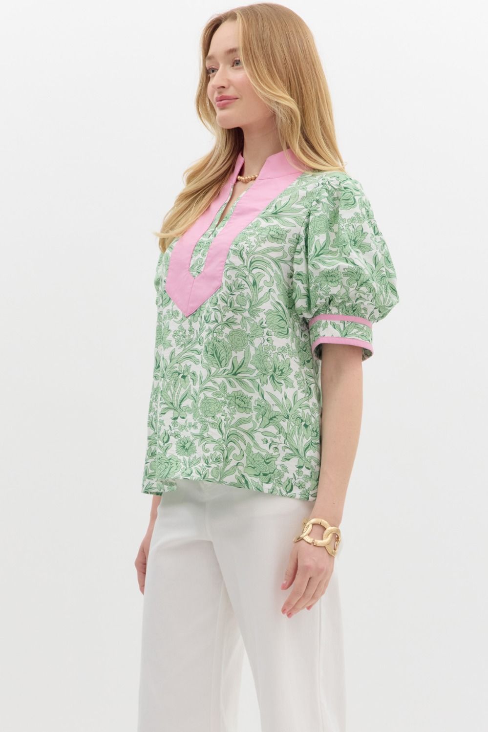 Sonoma Charm Floral Top (Green)