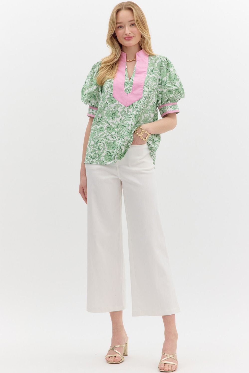 Sonoma Charm Floral Top (Green)