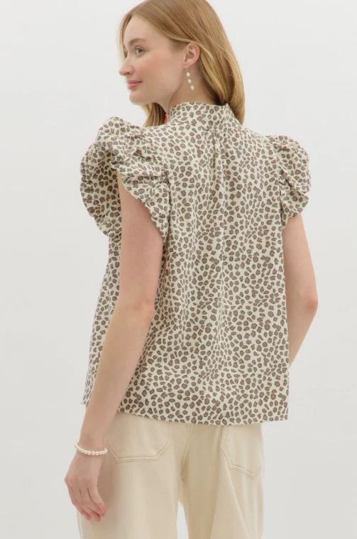 Curvy Cafe On Broadway Leopard Top - Red