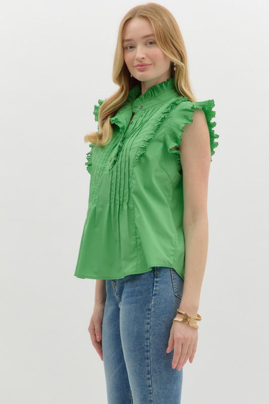 Augusta Pleated Top (Green)