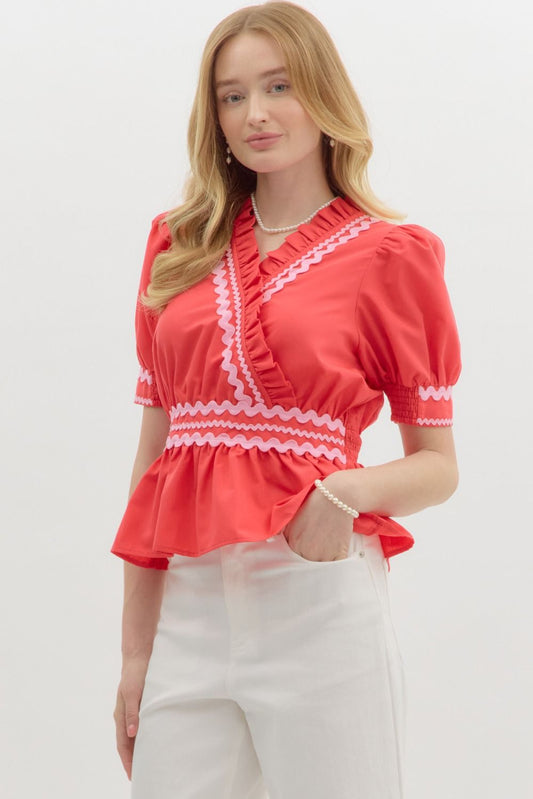 Rizzo Peplum Top (Red)
