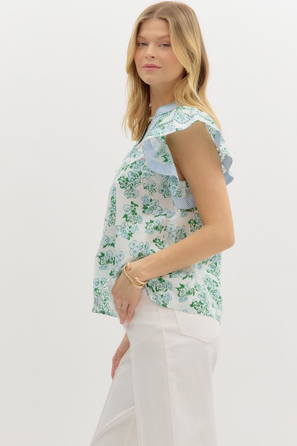 Summer Flair Floral Top - Blue