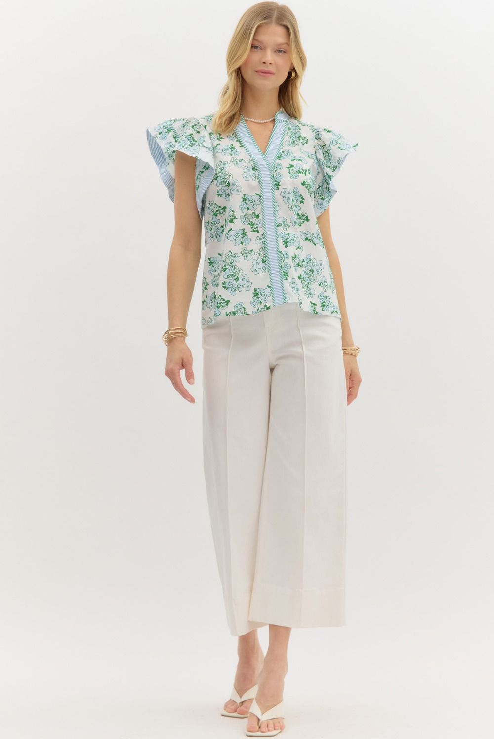 Summer Flair Floral Top - Blue