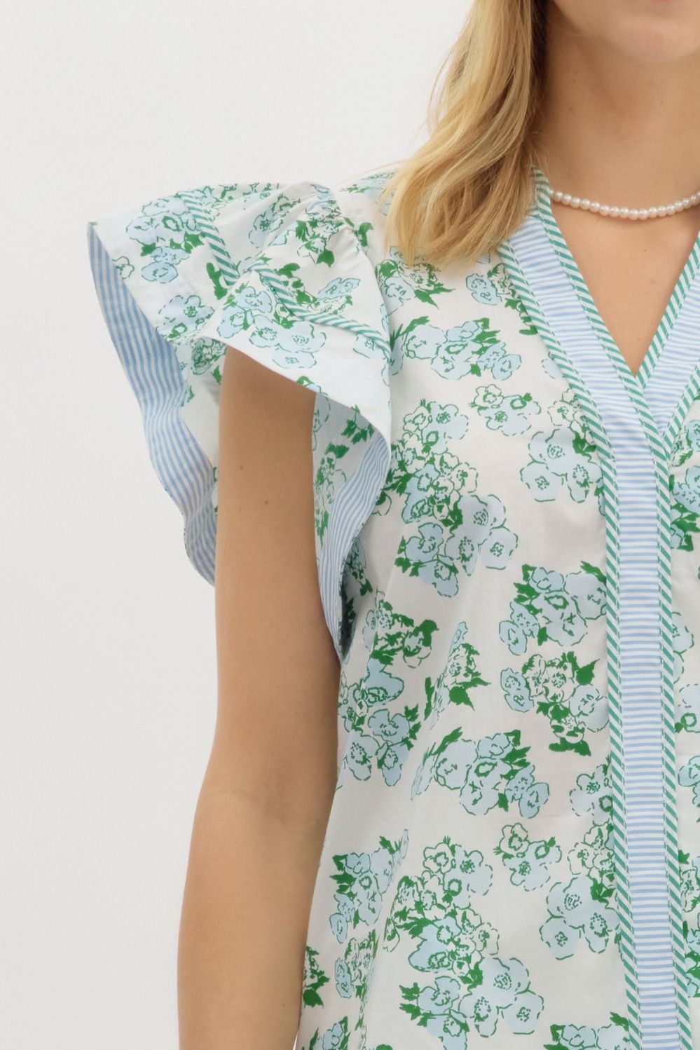 Summer Flair Floral Top - Blue
