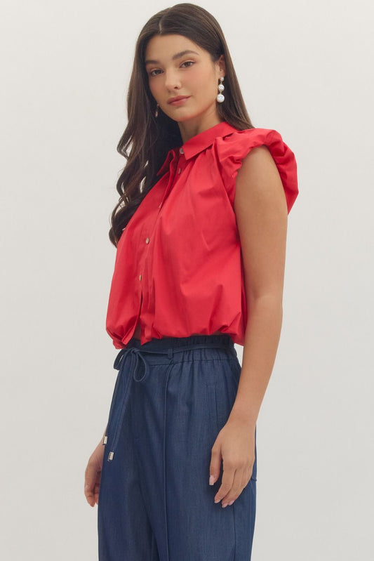 Next Level Bubble Hem Top - Red
