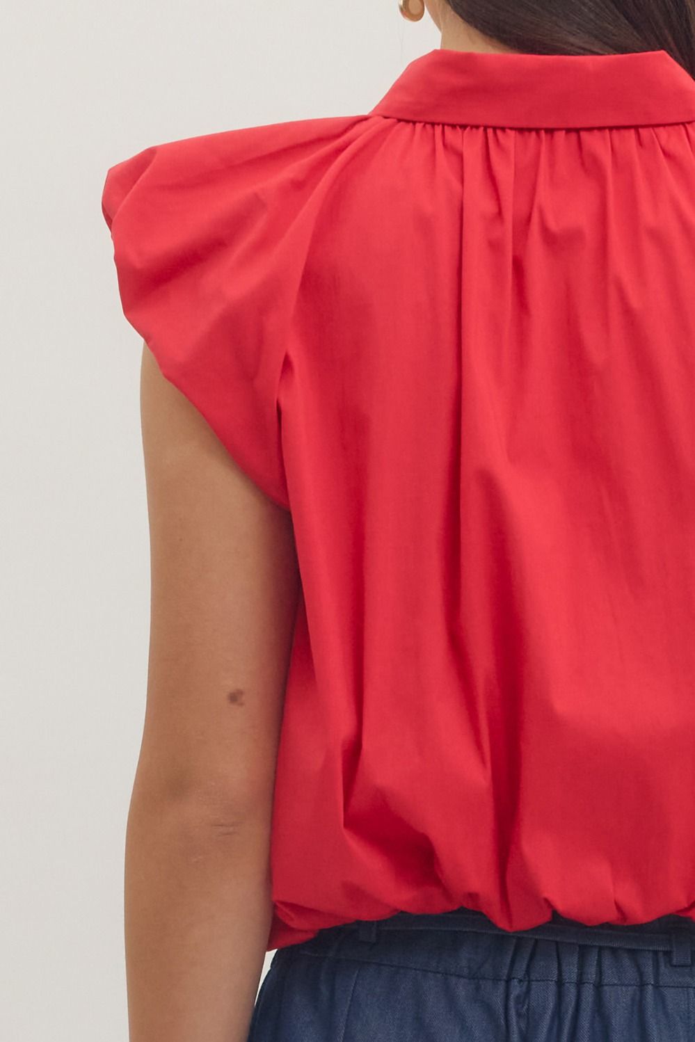 Next Level Bubble Hem Top - Red - Delta Swanky Girl